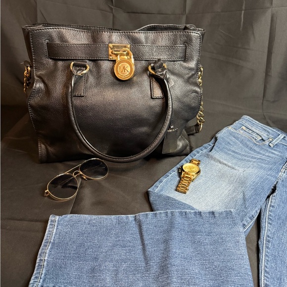 Michael Kors Black Leather Tote Bag - Picture 2 of 9